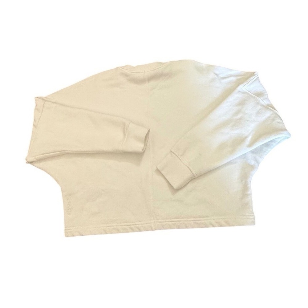 Athleta White Terry Crop Crew Sweatshirt Women's XS Oversized Boxy Pullover